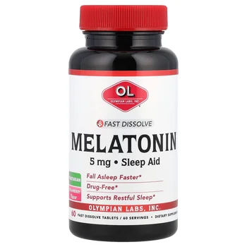 Fast Dissolve Melatonin, Strawberry, 5 mg, 60 Fast Dissolve Tablets