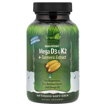 High Potency Mega D3 & K2 + Turmeric Extract, 60 Liquid Soft-Gels