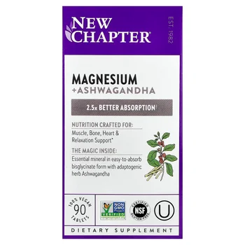 Magnesium + Ashwagandha , 90 Vegan Tablets