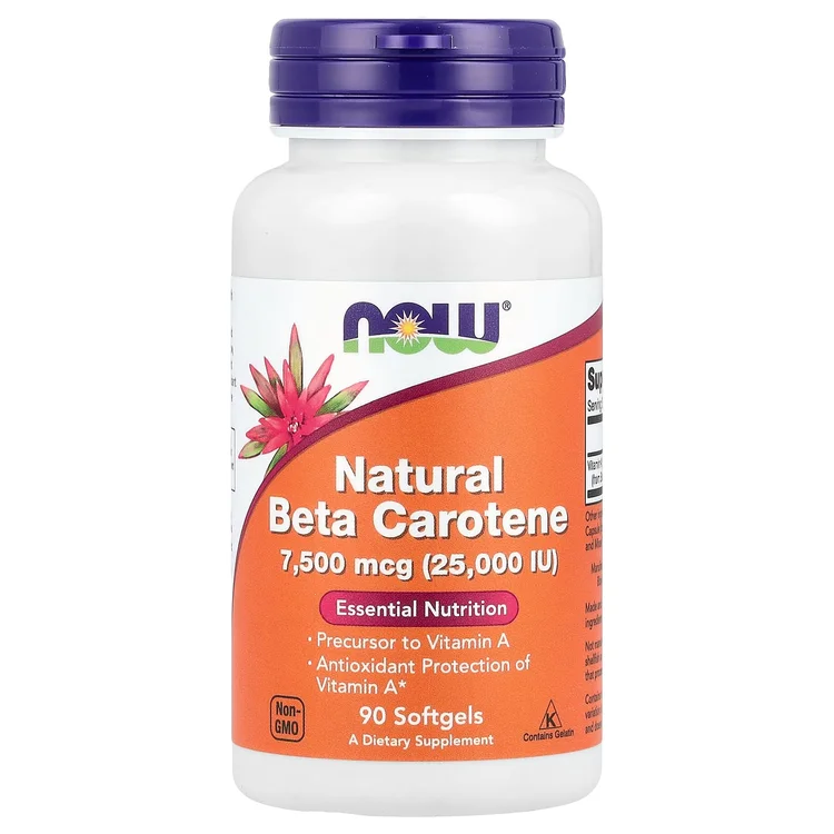 Natural Beta Carotene, 7,500 mcg (25,000 IU), 90 Softgels image 1