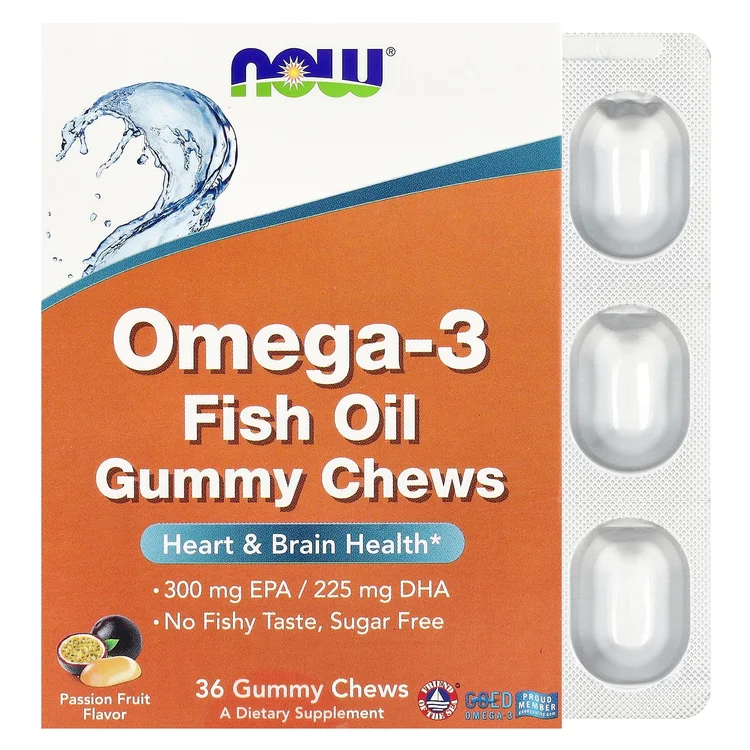 Omega-3 Fish Oil Gummy Chews, Passion Fruit, 36 Gummy Chews image 1