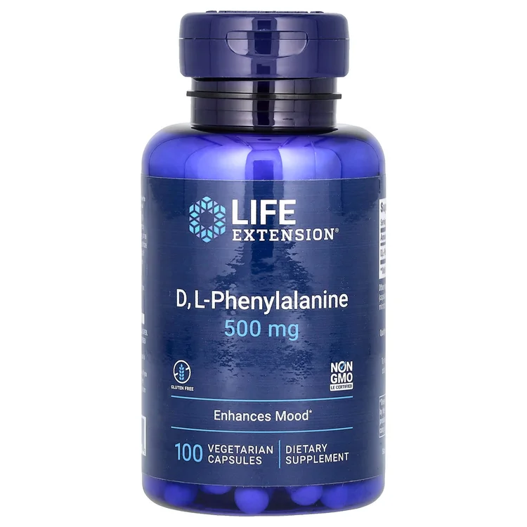 D, L-Phenylalanine, 500 mg, 100 Vegetarian Capsules image 1