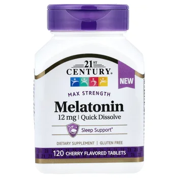 Melatonin, Max Strength, Cherry, 12 mg, 120 Tablets