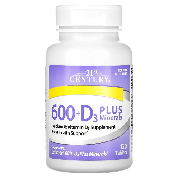 600+D3 Plus Minerals, 120 Tablets image 1
