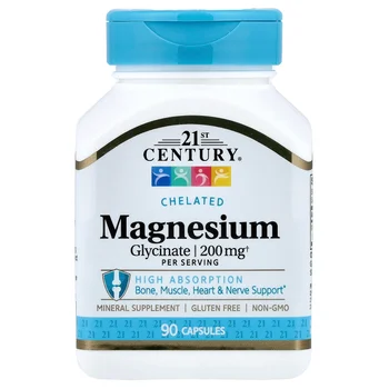 Chelated Magnesium Glycinate, 90 Capsules, (100 mg per Capsule)