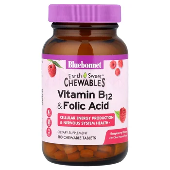 EarthSweet® Chewables, Vitamin B-12 & Folic Acid, Raspberry, 180 Chewable Tablets