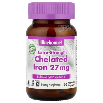 Chelated Iron, Extra-Strength , 27 mg, 90 Vegetable Capsules
