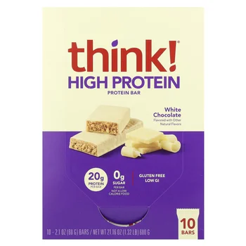 High Protein Bars, White Chocolate, 10 Bars, 2.1 oz (60 g) Each