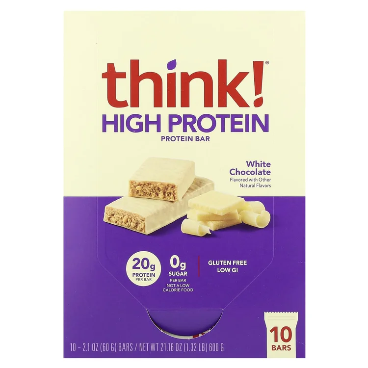 High Protein Bars, White Chocolate, 10 Bars, 2.1 oz (60 g) Each image 1