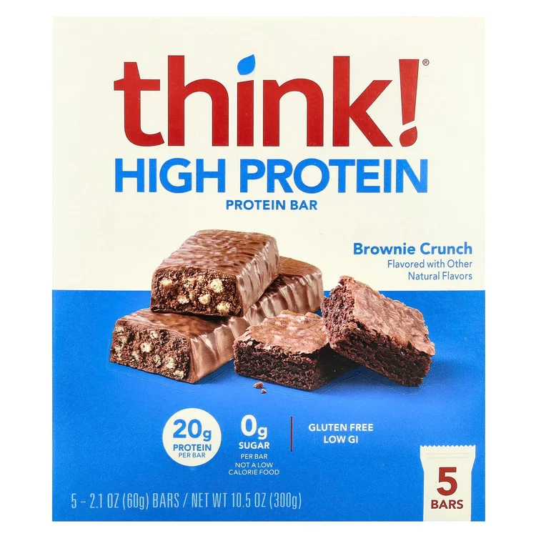 High Protein Bars, Brownie Crunch, 5 Bars, 2.1 oz (60 g) Each image 1