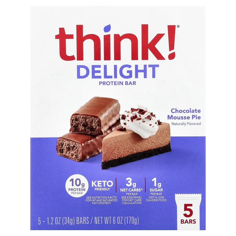 Delight Protein Bar, Chocolate Mousse Pie, 5 Bars, 1.2 oz (34 g) Each image 1