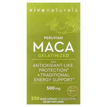 Peruvian Maca, Gelatinized, 500 mg, 250 Veggie Capsules