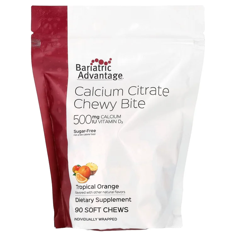 Calcium Citrate Chewy Bite, Sugar Free, Tropical Orange, 90 Soft Chews image 1