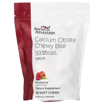 Calcium Citrate Chewy Bite, Sugar-Free, Raspberry, 90 Soft Chews
