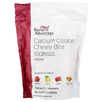 Calcium Citrate Chewy Bite, Sugar-Free, Assorted Fruit, 90 Soft Chews