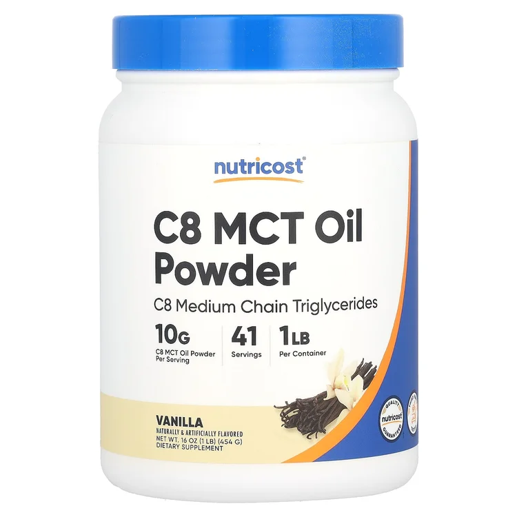 C8 MCT Oil Powder, Vanilla, 1 lb (454 g) image 1