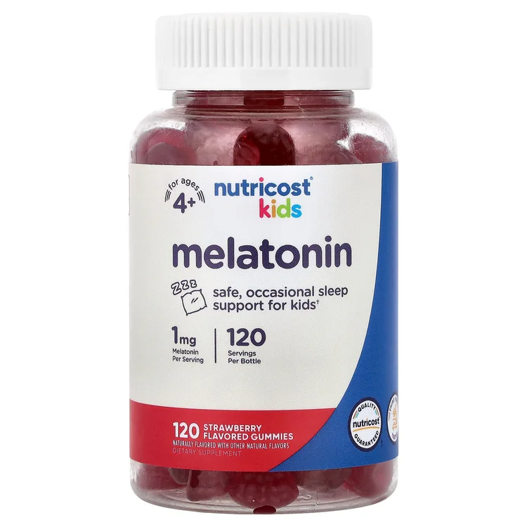 Kids, Melatonin, Ages 4+, Strawberry, 1 mg, 120 Gummies image 1