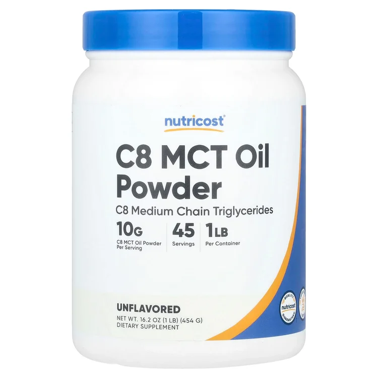 C8 MCT Oil Powder, Unflavored, 1 lb (454 g) image 1