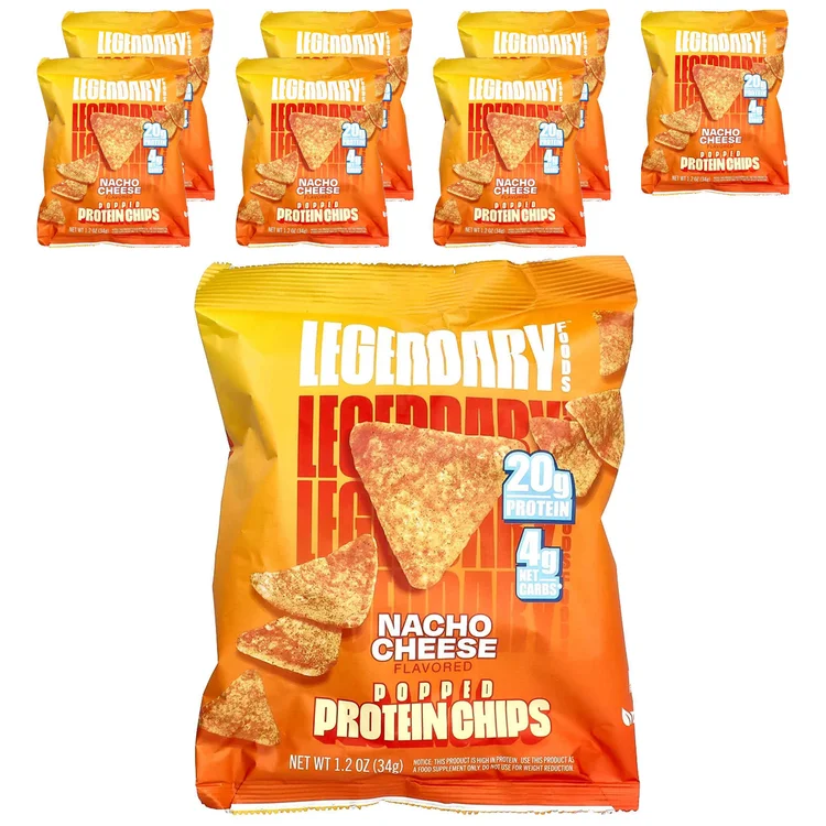 Popped Protein Chips, Nacho Cheese, 7 Bags, 1.2 oz (34 g) Each image 1