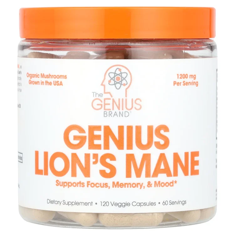Genius Lion's Mane, 120 Veggie Capsules (600 mg per Capsule) image 1