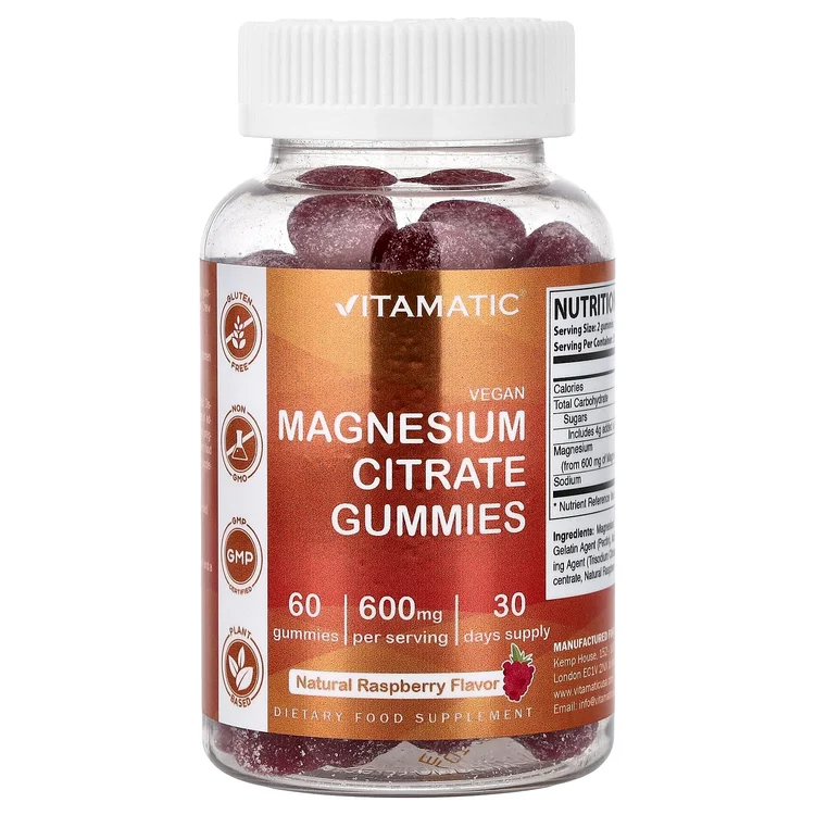 Magnesium Citrate Gummies, Natural Raspberry, 60 Gummies image 1