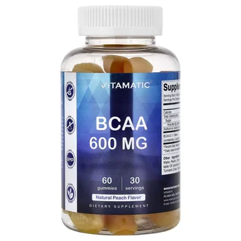 BCAA Gummies, Natural Peach, 60 Gummies (300 mg per Gummy)