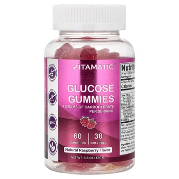 Glucose Gummies, Natural Raspberry, 60 Gummies