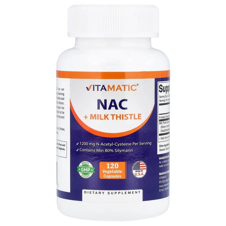 NAC + Milk Thistle, 120 Vegetable Capsules image 1