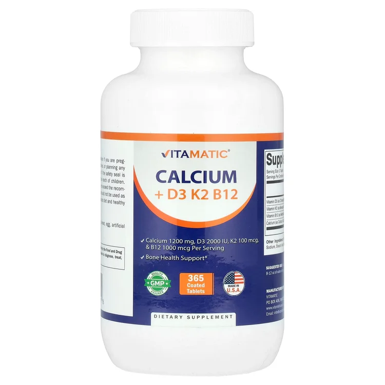 Calcium + D3, K2, B12, 365 Coated Tablets image 1