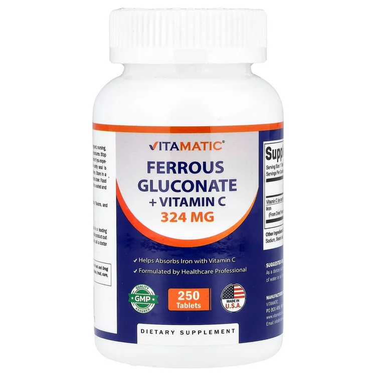 Ferrous Gluconate + Vitamin C, 250 Tablets image 1