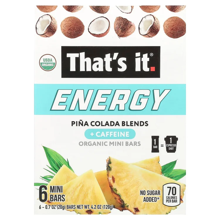 Energy, Organic Mini Bars, Pina Colada Blends, 6 Mini Bars, 0.7 oz (20 g) Each image 1