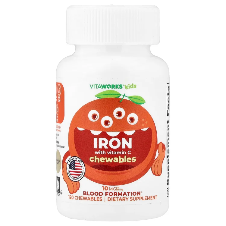 Kids, Iron With Vitamin C Chewables, Orange, 120 Chewables image 1