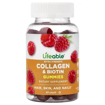 Collagen & Biotin Gummies, Raspberry, 60 Gummies