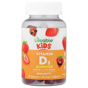 Kids Vitamin D3 Gummies, Strawberry, 60 Gummies
