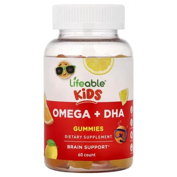 Kids, Omega + DHA Gummies, Orange & Lemon, 60 Gummies