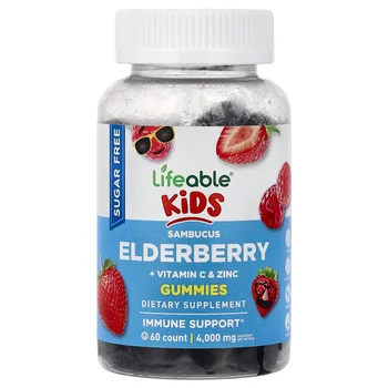 Kids, Sambucus Elderberry + Vitamin C & Zinc Gummies, Berry, 60 Gummies