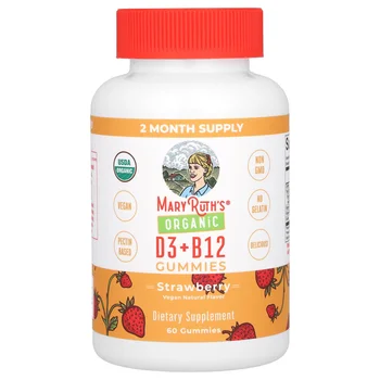Organic D3 + B12 Gummies, Strawberry, 60 Gummies