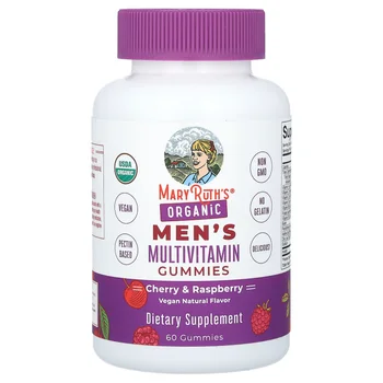 Organic Men's Multivitamin Gummies, Cherry & Raspberry, 60 Gummies