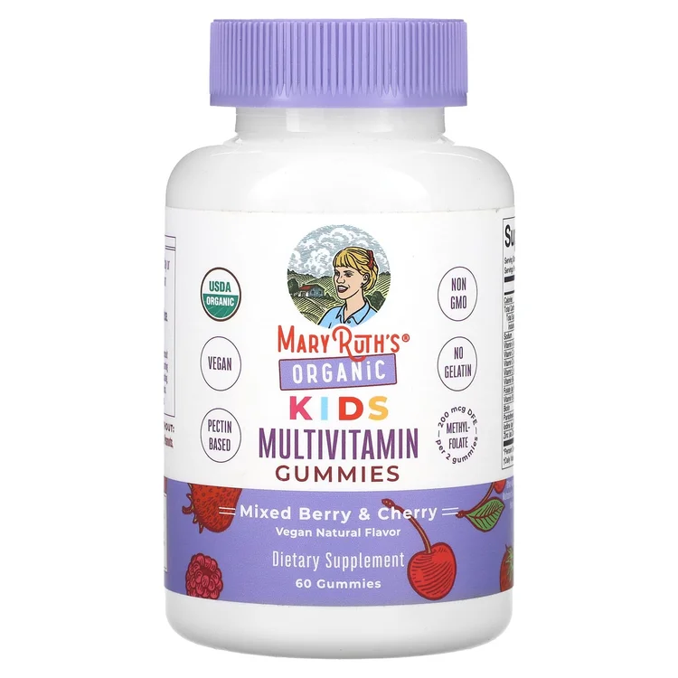 Organic Kids Multivitamin Gummies, Mixed Berry & Cherry, 60 Gummies image 1