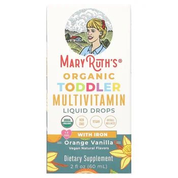 Organic Toddler Multivitamin Liquid Drops With Iron, 1-3 Years, Orange Vanilla, 2 fl oz (60 ml)