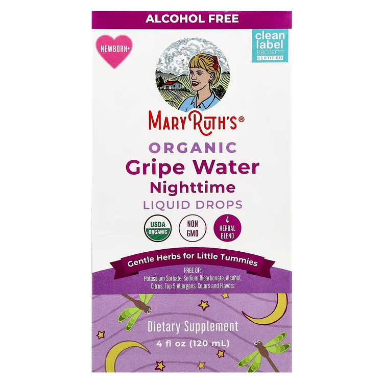 Organic Gripe Water Nighttime Liquid Drops, Newborn+, 4 fl oz (120 ml) image 1