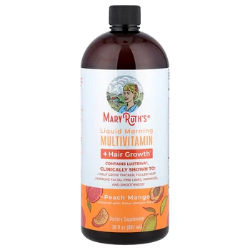 Liquid Morning Multivitamin + Hair Growth, Peach Mango, 30 fl oz (887 ml)