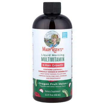Liquid Morning Multivitamin + Hair Growth, Dragon Fruit Melon, 15.22 fl oz (450 ml)