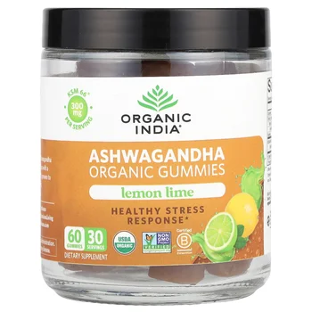Organic Ashwagandha Gummies, Lemon Lime, 60 Gummies (150 mg Per Gummy)