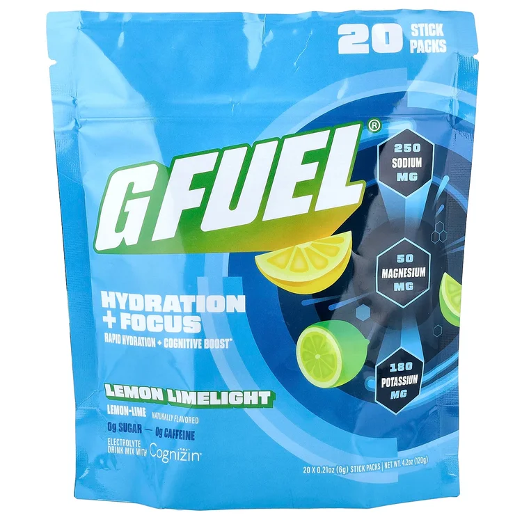 Hydration + Focus, Electrolyte Drink Mix with Cognizin®, Lemon Limelight, 20 Stick Packs, 0.21 oz (6 g) Each image 1