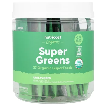 Organic Super Greens, Unflavored, 20 Stick Packs, 0.36 oz (10 g) Each