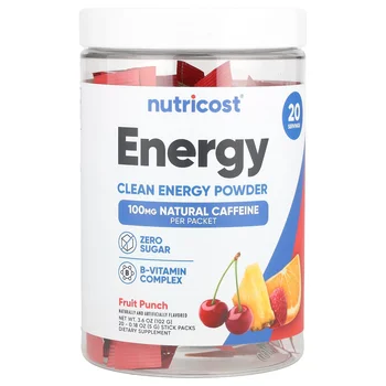 Energy, Clean Energy Powder, Fruit Punch, 20 Stick Packs, 0.18 oz (5 g) Each