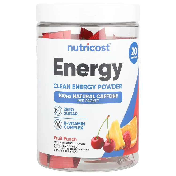 Energy, Clean Energy Powder, Fruit Punch, 20 Stick Packs, 0.18 oz (5 g) Each image 1