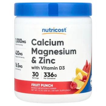 Calcium Magnesium & Zinc With Vitamin D3, Fruit Punch, 12 oz (336 g)