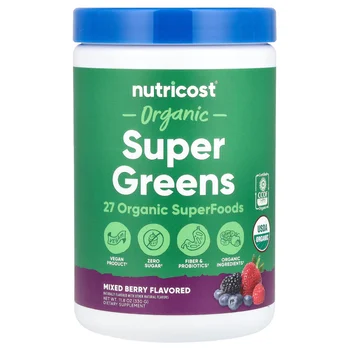 Organic Super Greens, Mixed Berry, 11.8 oz (330 g)